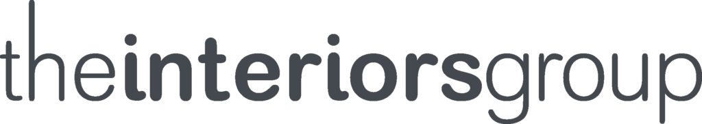 Logo of "theinteriorsgroup" with the text in a modern, sans-serif font. "the" and "group" are in grey, and "interiors" is emphasized in a slightly darker shade. The design reflects the brand's expertise, akin to how they excel in commercial parking solutions.