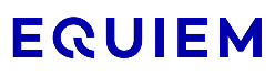 The word "EQUIEM" is displayed in bold, dark blue capital letters on a transparent background.
