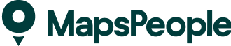 Logo featuring a stylized location pin followed by the text "MapsPeople" in dark teal.