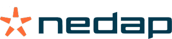 The image shows the Nedap logo, featuring an orange star-like shape followed by the word "nedap" in lowercase blue letters.
