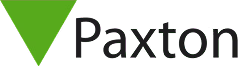 Paxton logo featuring a solid green downward-pointing triangle to the left of the black text "Paxton" on a transparent background.