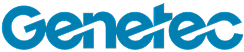 The Genetec logo displayed in bold blue letters with a diagonal line cutting through the text.