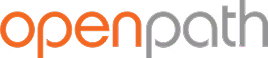 The image shows the word "openpath" in lowercase, with "open" in orange and "path" in gray on a light background.