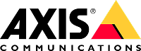 Axis Communications logo with the word "AXIS" in bold black letters, "COMMUNICATIONS" below, and a yellow triangle with a red, black, and white design on the right.
