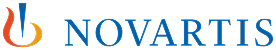 Novartis company logo featuring a stylized flame icon in orange and blue beside the word "NOVARTIS" in blue text.